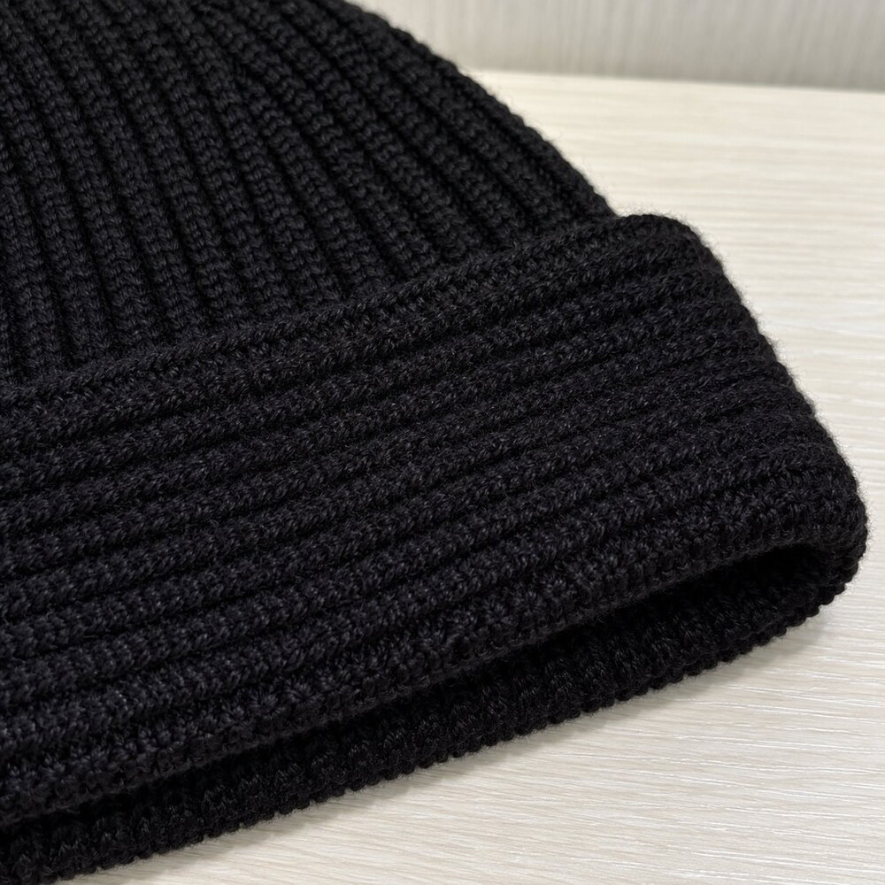 CELINE Black Ribbed Knit Beanie - Picture 6 of 6